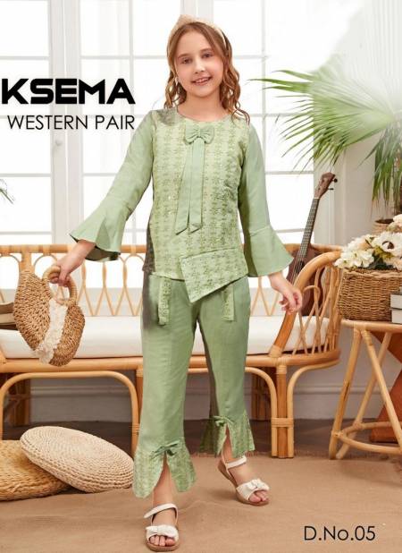 Green Colour KSEMA PAIR Fancy Wear Designer Top With Bottom Kids Latest Collection KSEMA 5